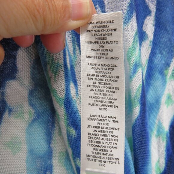 Chicos Jacket Large Blue Green Open Front Boho Lace Trim Lightweight Kimono - Picture 7 of 10